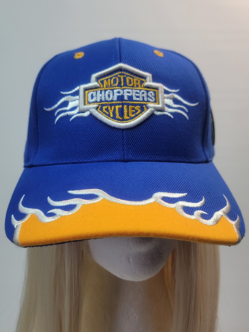 Blue Yellow White Motor Choppers Cycles Baseball Cap Adjustable Hat Embroidered